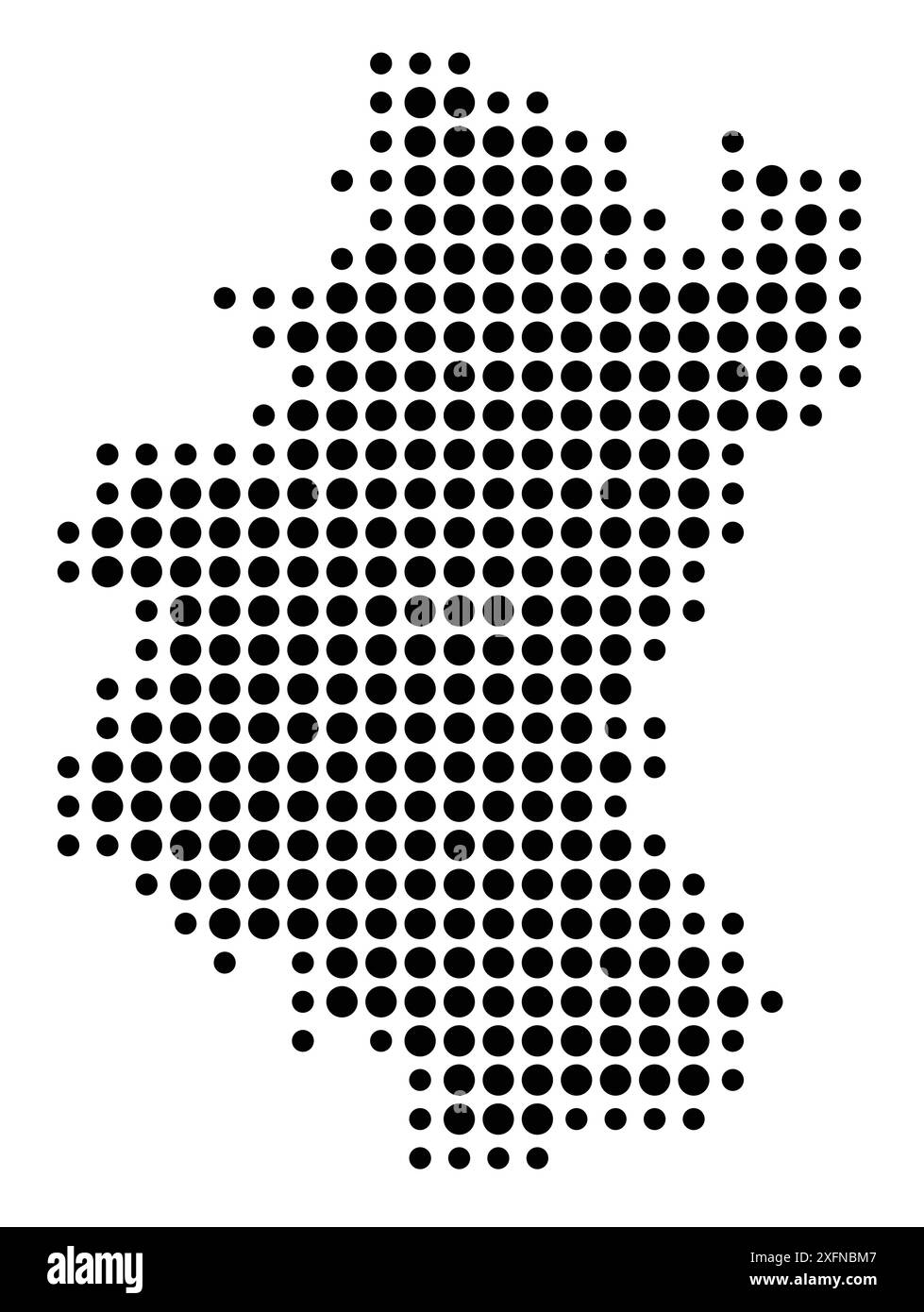 Mappa dei simboli della provincia di Lussemburgo (Belgio) che mostra lo stato/provincia con un motivo di cerchi neri Illustrazione Vettoriale