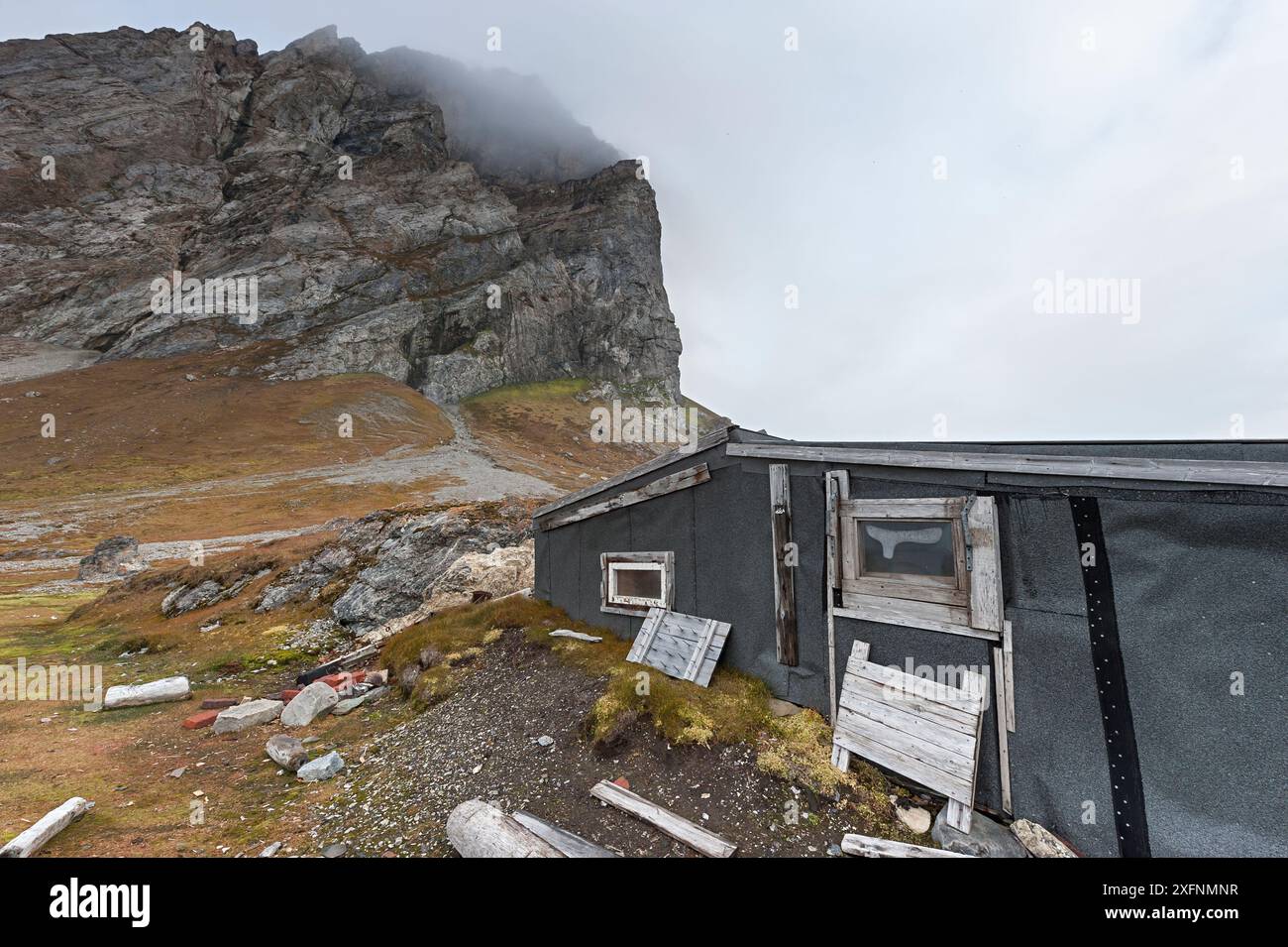 Casa di Ranger, Burgerbukta, Svalbard, Norvegia, settembre 2016. Foto Stock