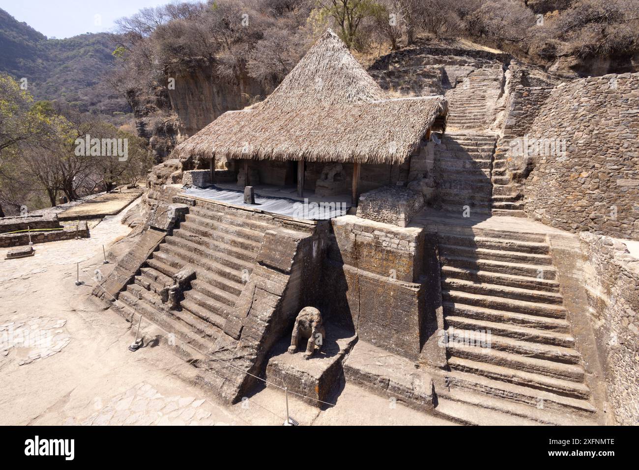 Casa delle Aquile, o Tempio di Malinalco, Malinalco, Messico. Tempio della civiltà azteca mesoamericana precolombiana del XVI secolo (1501); Messico Foto Stock