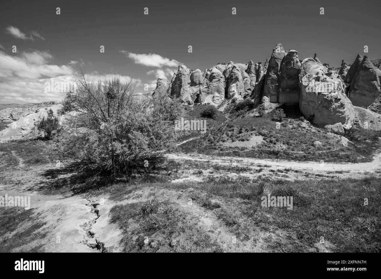 Scala storica nella città sotterranea di Göreme. Foto Stock