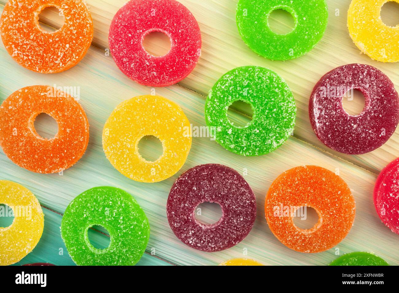 vista dall'alto dello sfondo in legno Foto Stock