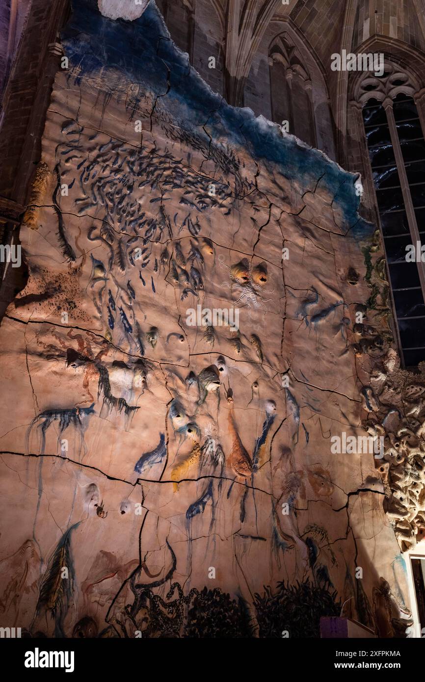 Cappella del Santissimo Sacramento, murale realizzato da Miquel Barcelo tra il 2001 e il 2006, Museo della Cattedrale di Palma, Maiorca, Isole Baleari, Spagna Foto Stock