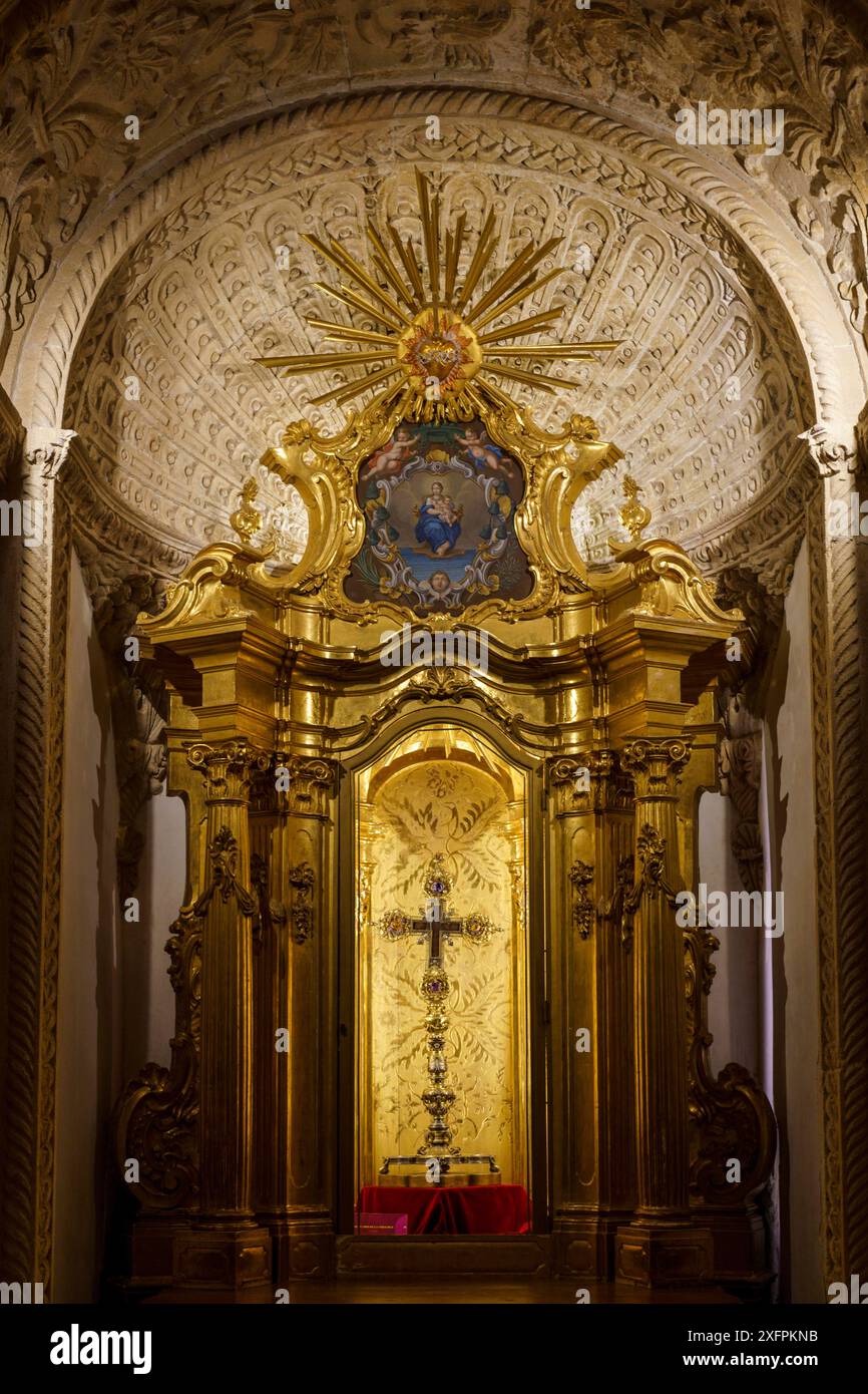 Reliquiario della vera Croce, XVI secolo, Museo della Cattedrale di Palma, Maiorca, Isole Baleari, Spagna Foto Stock