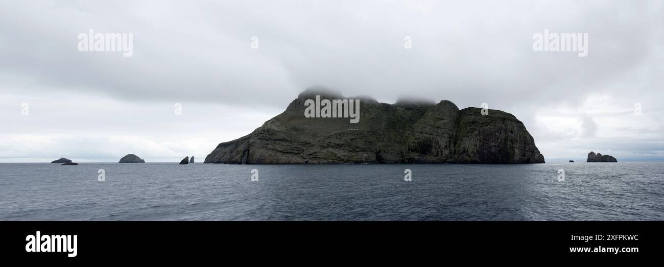 Vista panoramica del Parco Nazionale dell'Isola di Malpelo, sito Patrimonio dell'Umanità dell'UNESCO, Colombia, Oceano Pacifico orientale Foto Stock