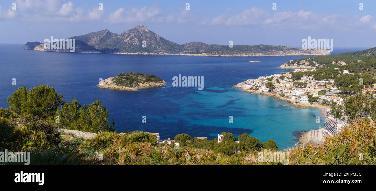 Es Pantaleu e l’isola di Dragonera, Sant Elm, costa andratx, Maiorca, Isole Baleari, Spagna Foto Stock