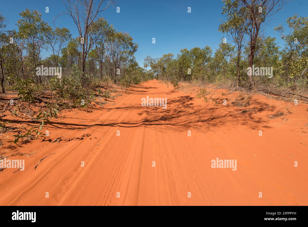 Strade di sabbia rossa da Broome a Cape Leveque, Kimberley, Australia Occidentale. Luglio 2016. Foto Stock