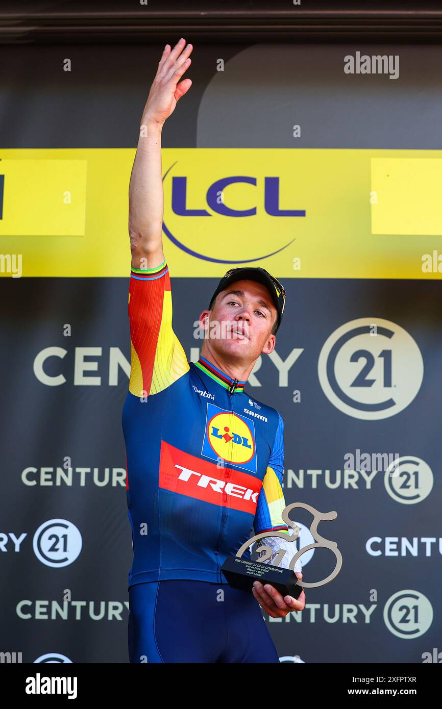 Tour de France 2024 - 111° Edizione - 6° tappa Macon - Digione 163,5 km - 04/07/2024 - Mads Pedersen (DEN - Lidl - Trek) - foto Luca Bettini/pool/GodingImages Foto Stock