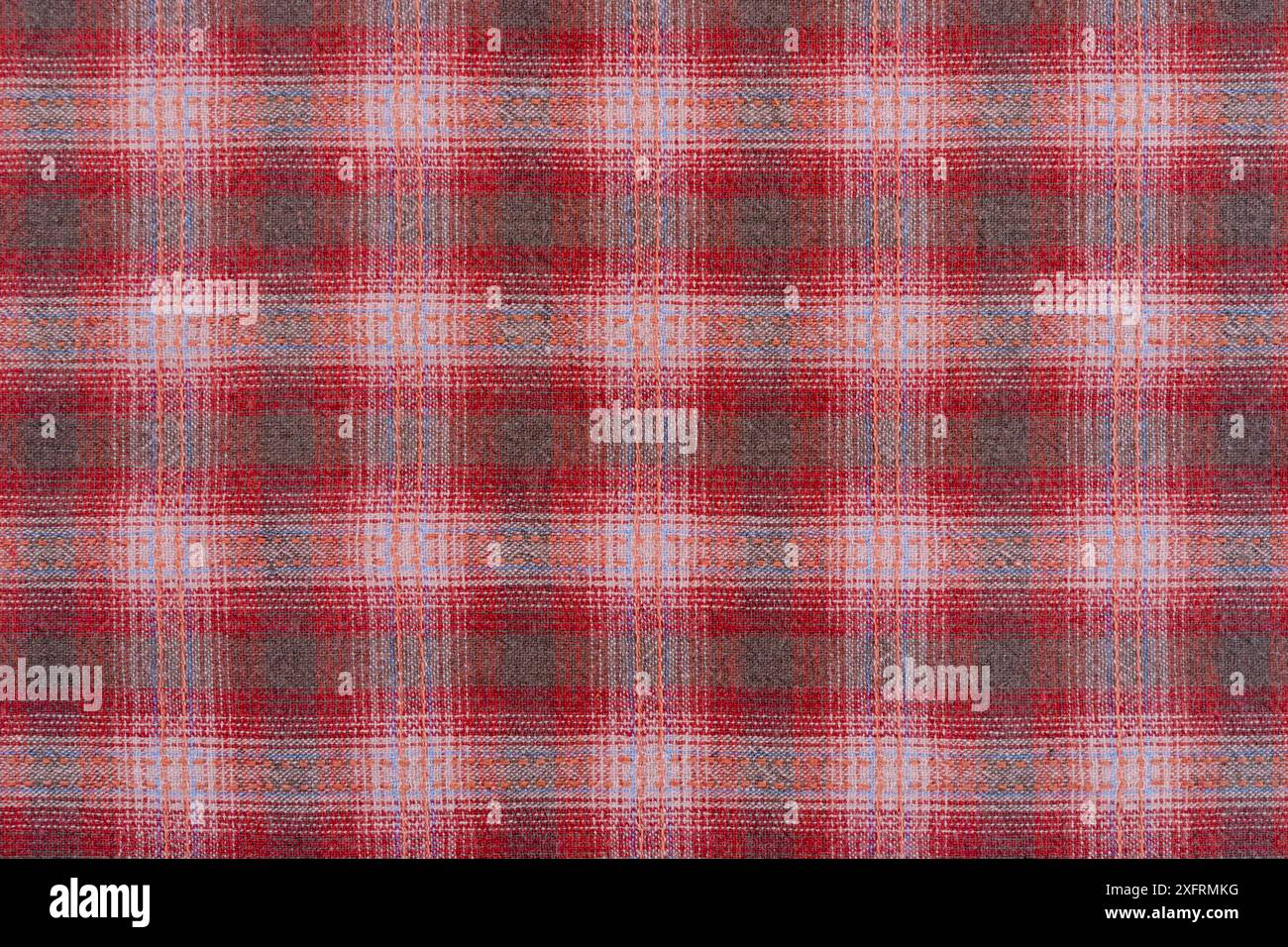 Rosso con texture di colore blu scuro di tessuto a scacchi Foto Stock