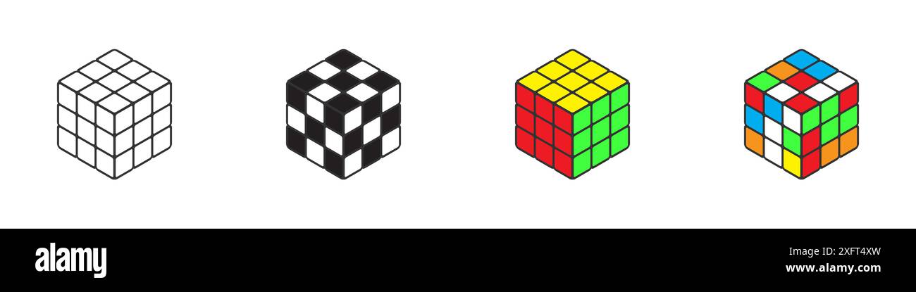 Set di cubi di puzzle isolati su sfondo bianco. Illustrazione vettoriale Illustrazione Vettoriale