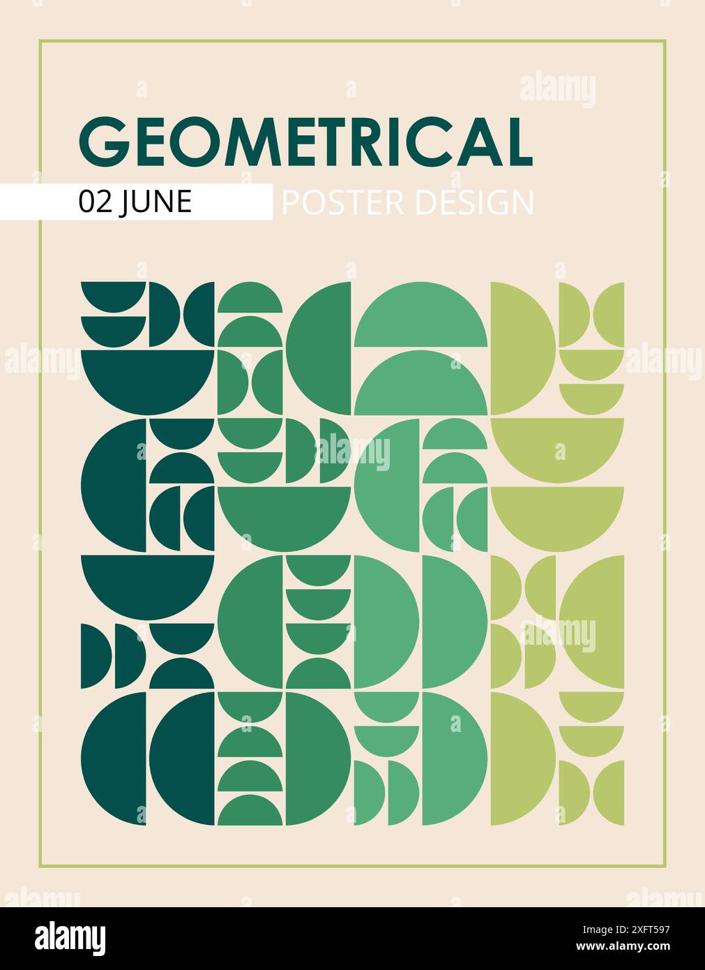 Poster geometrico verde Bauhaus Illustrazione Vettoriale