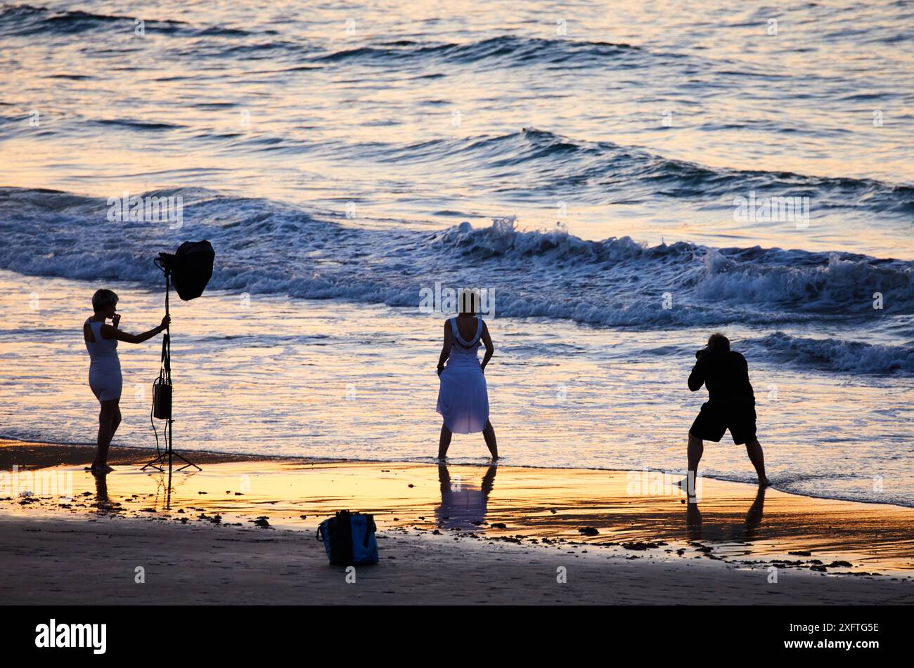 Foto di nozze, Spiaggia, Hendaye, Aquitaine, Pirenei Atlantiques, Francia Foto Stock
