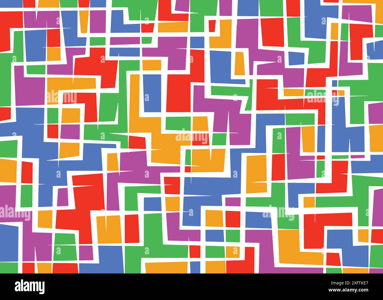 Ripetizione linee geometriche astratte retrospettiva. Sfondo con motivo vettoriale colorato Illustrazione Vettoriale