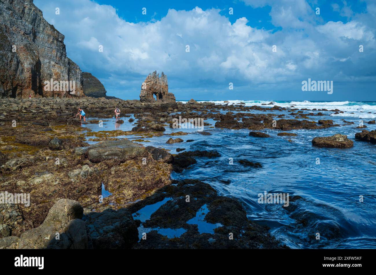 Spiaggia di Portizuelo, Villar, Mar Cantabrico, Asturie, Spagna. Settembre 2017. Foto Stock