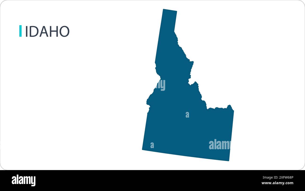 MAP of IDAHO, Nord America, mappa isolata, che mostra i suoi stati e le sue città, con nome, Mappa Mondiale, vettore, EPS, governo, politica Illustrazione Vettoriale