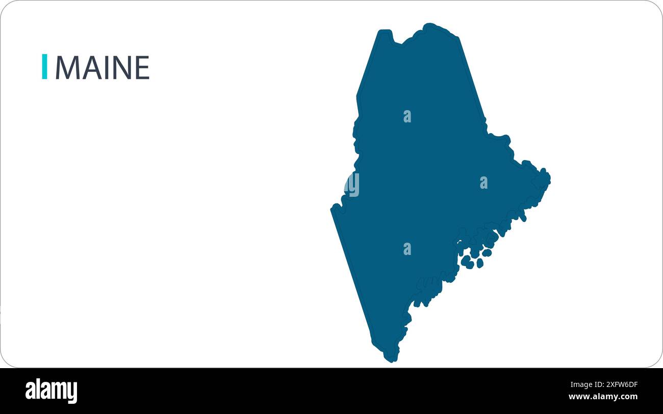 MAP of MAINE, Nord America, mappa isolata, che mostra i suoi stati e città, con nome, World MAP, Vector, EPS, governo, politica Illustrazione Vettoriale