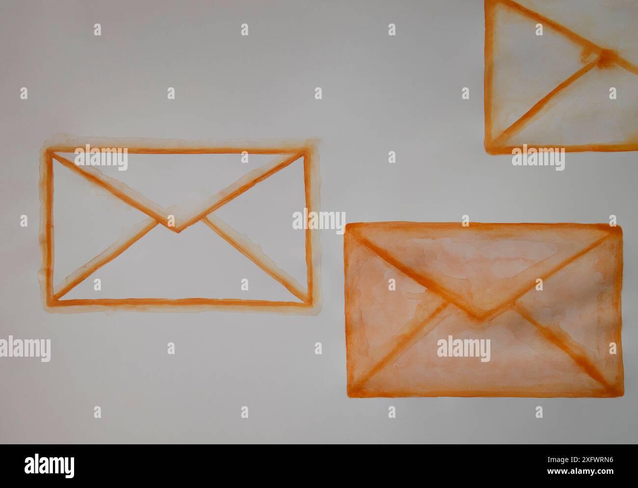 Pittura ad acquerello di lettere su carta Foto Stock