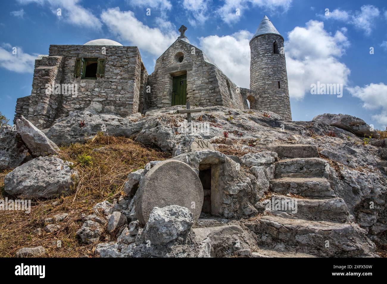 Eremo sul Monte Alvernia / Colle di Como, il punto più alto delle Bahamas a 206 metri, Cat Island, Bahamas. Foto Stock