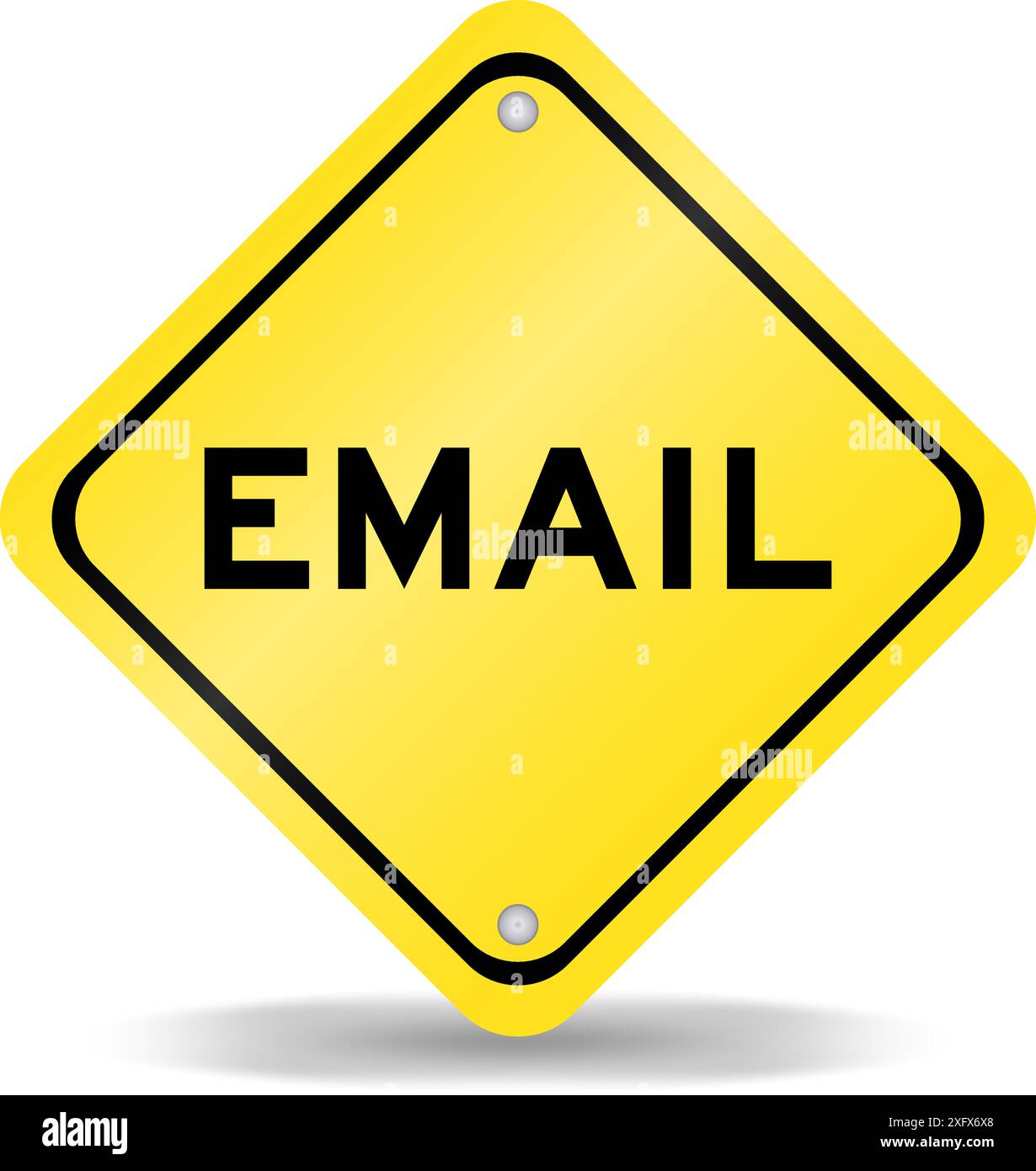 Cartello di trasporto di colore giallo con e-mail su sfondo bianco Illustrazione Vettoriale