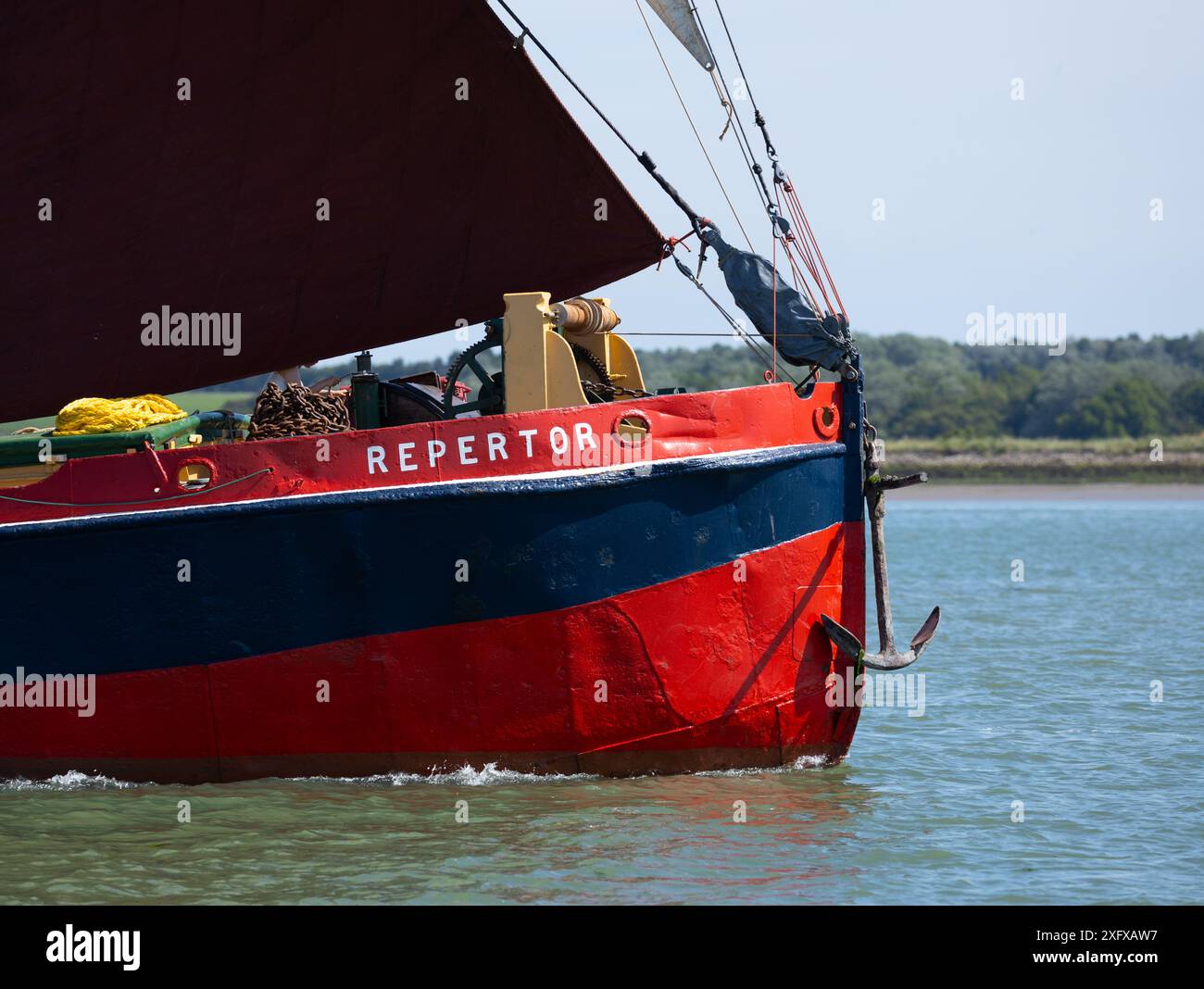 Chiatta a vela Repertor Thames sul fiume Orwell, Suffolk, Inghilterra Foto Stock