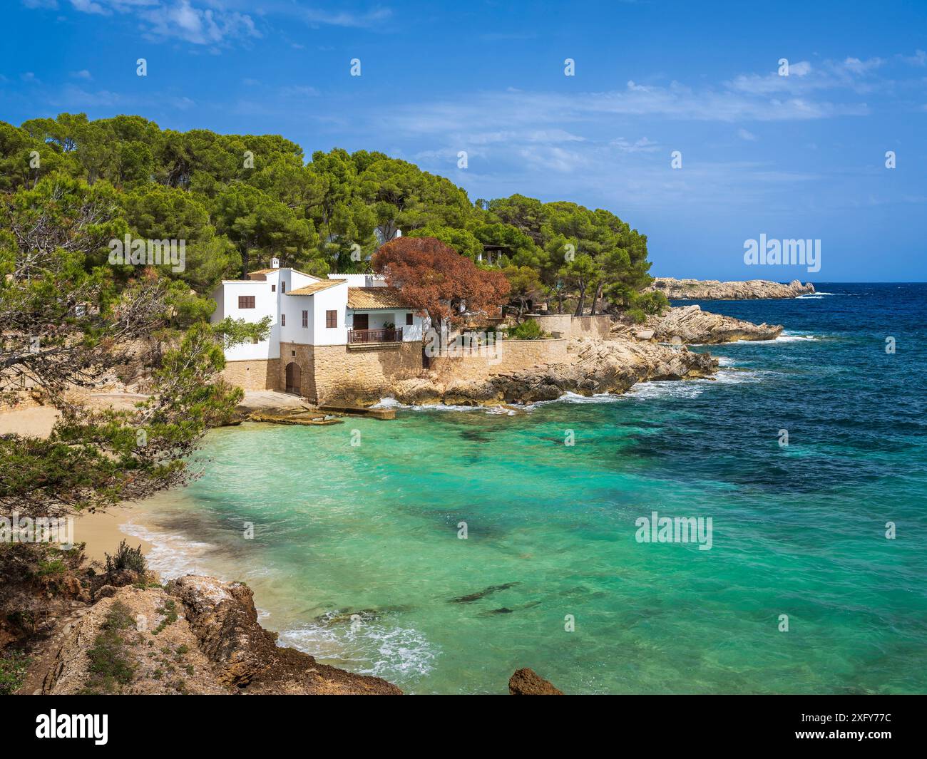 Costa di Maiorca alla spiaggia di Cala Gat, Spagna Foto Stock