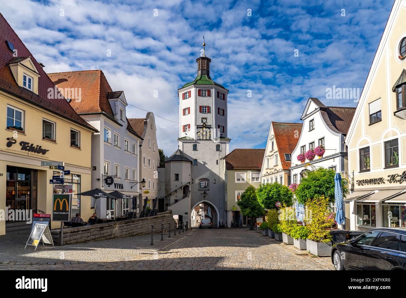 La porta inferiore nella città vecchia di Günzburg, Baviera, Germania Foto Stock