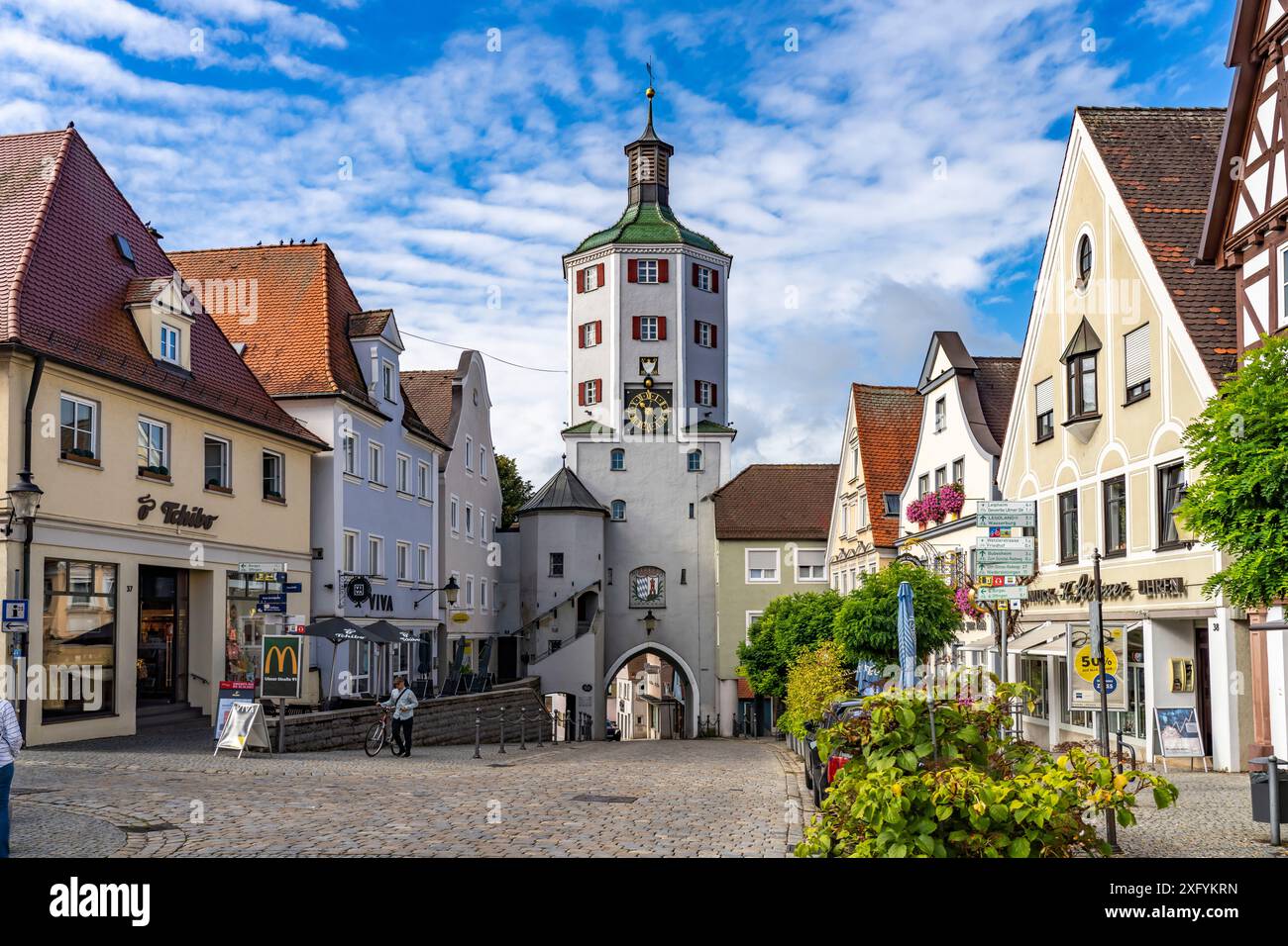 La porta inferiore nella città vecchia di Günzburg, Baviera, Germania Foto Stock