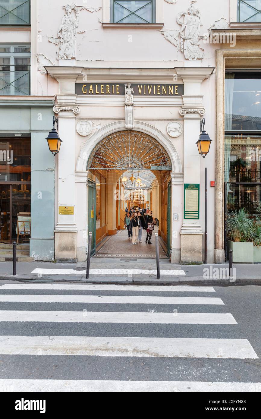 Ingresso alla Galerie Vivienne, Parigi, Ile de France, Francia Foto Stock