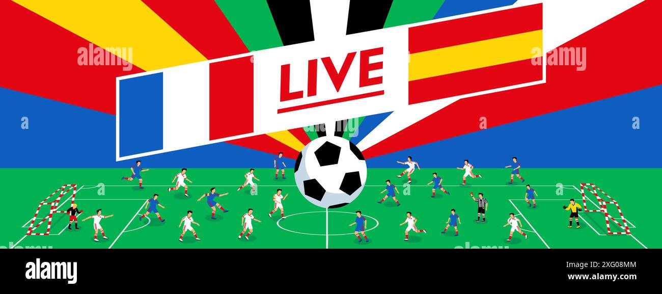 Campionato europeo di calcio 2024. Striscione per la coppa di calcio. Illustrazione Vettoriale