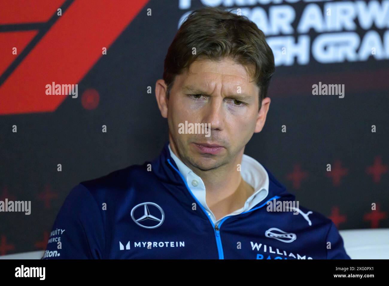 Silverstone, Regno Unito. 5 luglio 2024. James Vowles Team Principal della Williams Racing durante la conferenza stampa. Ahmad al Shehab/Alamy Live News. Foto Stock