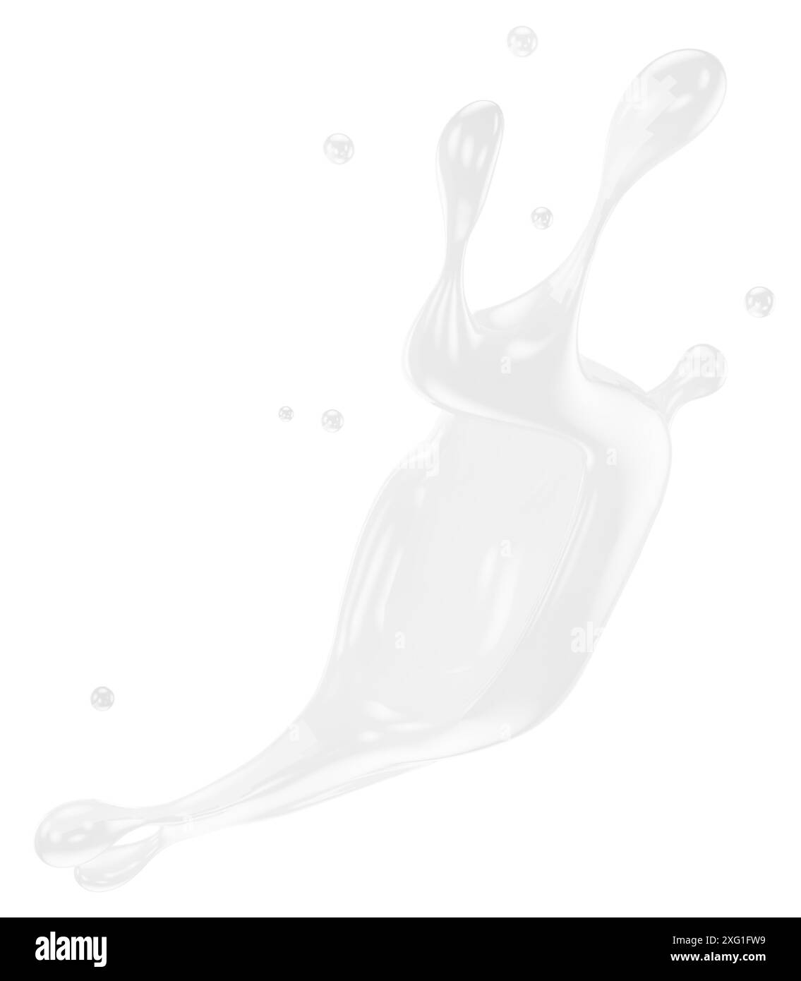 spruzzi di latte isolati su sfondo bianco. Tracciato di ritaglio. rendering 3d. Foto Stock