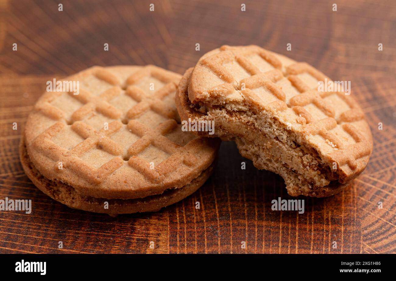 Biscotti dolci al burro di arachidi e biscotti al biscotto Foto Stock