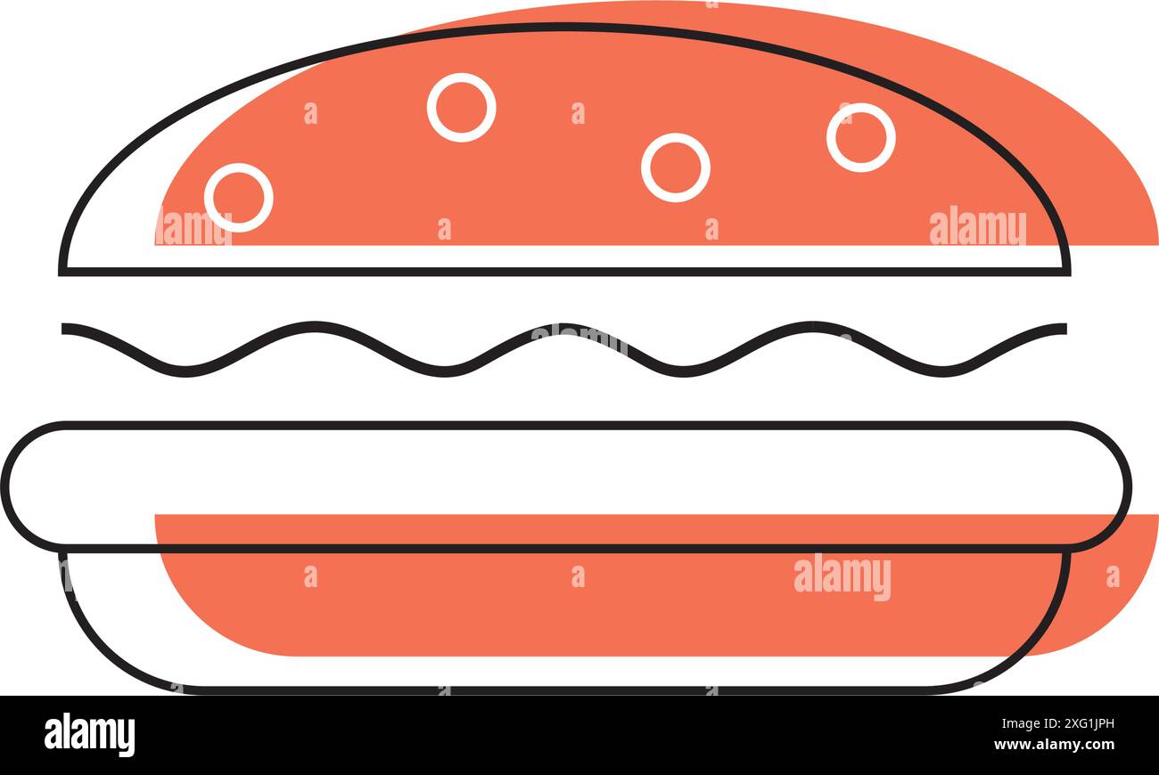hamburger ripieno, hamburger, icona cheeseburger. cibo, fast food, pane, formaggio, delizioso, cena, spuntino, gustoso, mangiare Illustrazione Vettoriale