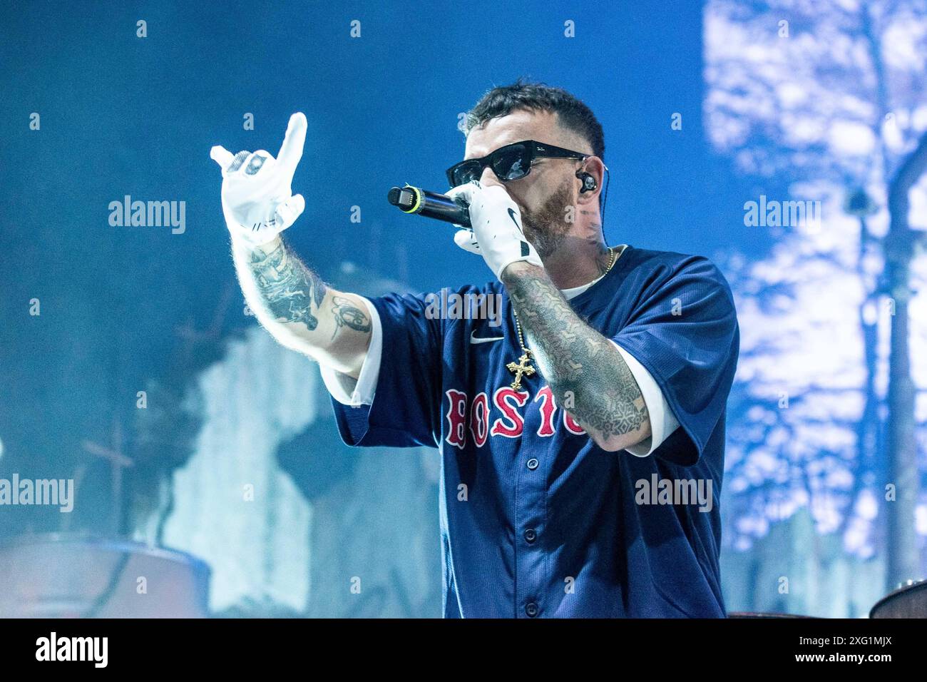 Concerto di musica - Salmo & Noyz Narcos - Hellraisers Live Salmo Maurizio Pisciottu Bologna Sequoie Music Park Italia Copyright: XMirkoxFava/TSCKx/xLiveMediax LPM 1432494 Foto Stock