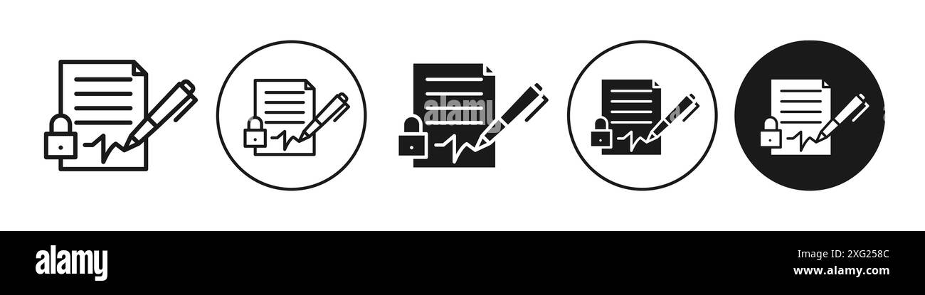 Raccolta di set di icone vettoriali accordo di riservatezza per la raccolta di set di vettori Web per l'interfaccia utente dell'app Illustrazione Vettoriale