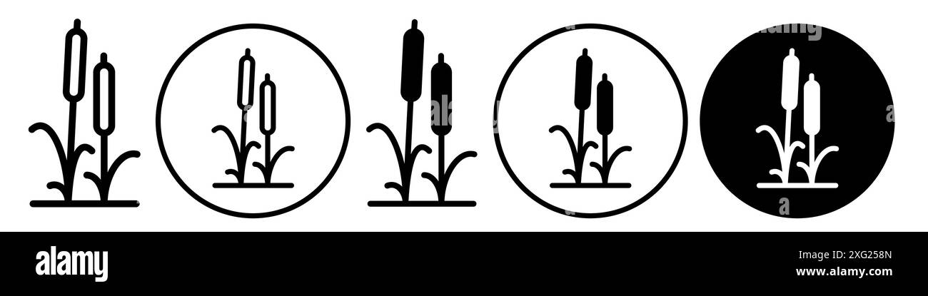 Raccolta di set di icone vettoriali Cattail per la raccolta di set di vettori Web per l'interfaccia utente dell'app Illustrazione Vettoriale