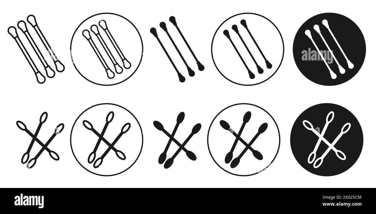 Raccolta di set di icone vettoriali di tamponi di cotone per la raccolta di set vettoriali Web per l'interfaccia utente dell'app Illustrazione Vettoriale