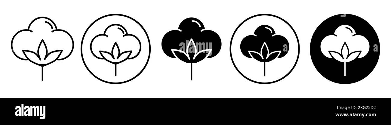 Raccolta di set di icone vettoriali di cotone per la raccolta di set vettoriali Web per l'interfaccia utente dell'app Illustrazione Vettoriale