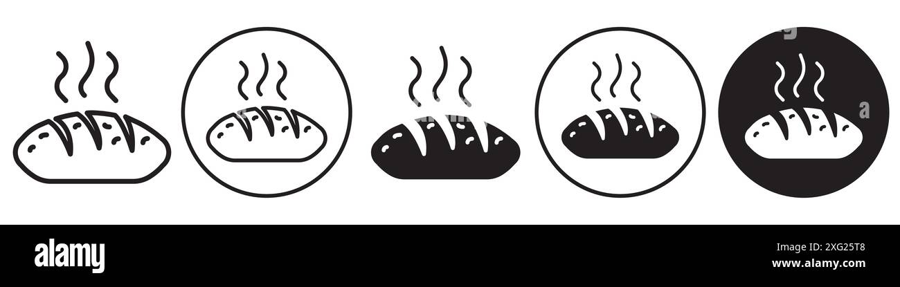 Raccolta di set vettoriali di icone del pane caldo per la raccolta di set vettoriali Web per l'interfaccia utente dell'app Illustrazione Vettoriale