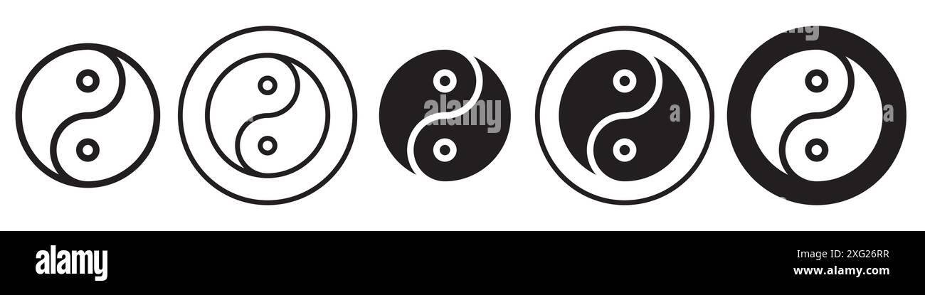 Raccolta di set di icone vettoriali Ying Yang per la raccolta di set di vettori Web per l'interfaccia utente dell'app Illustrazione Vettoriale