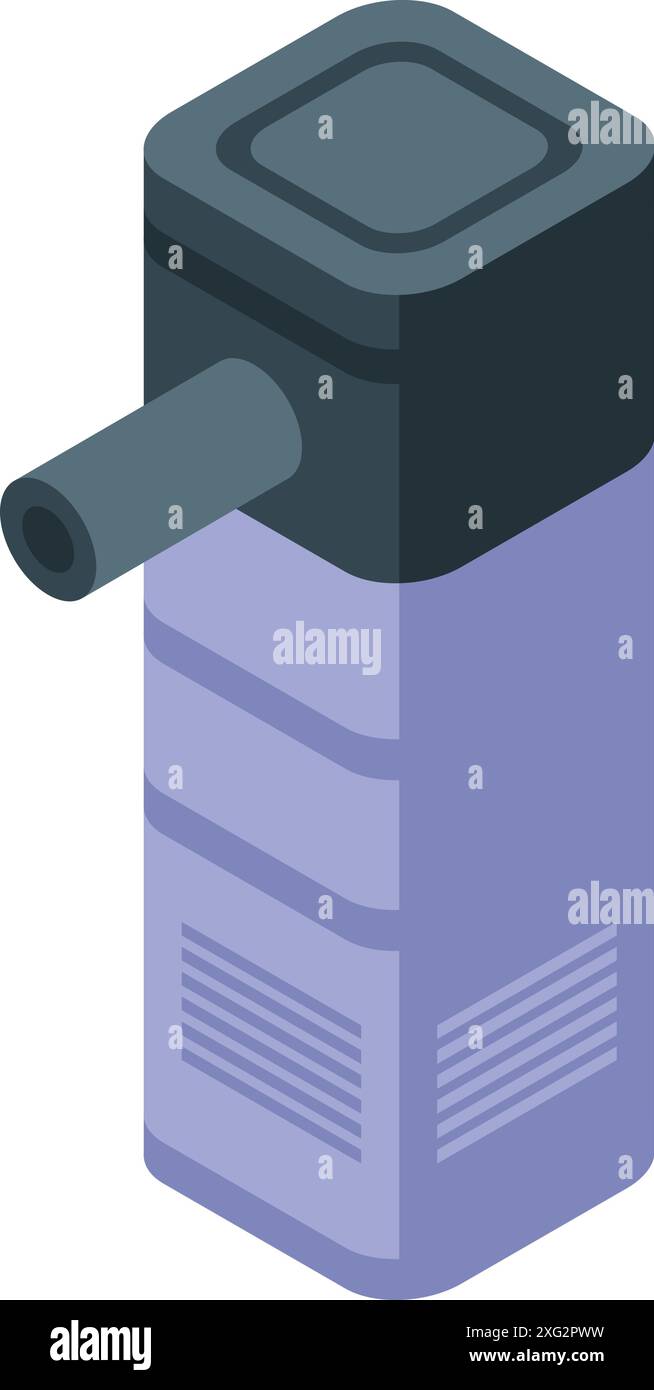 Pompa filtro acqua acquario che genera flusso in una vasca per pesci, icona isometrica Illustrazione Vettoriale