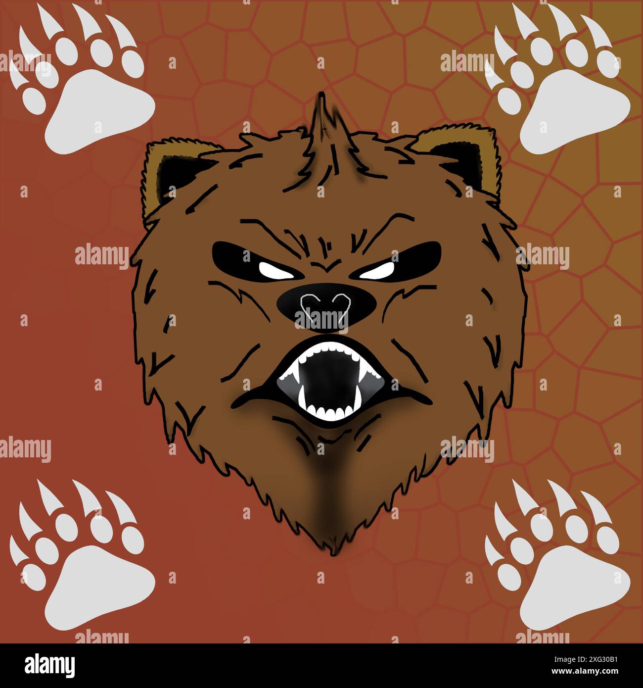Illustrazione di un orso grizzly che ruggisce con rabbia. Illustrazione Vettoriale