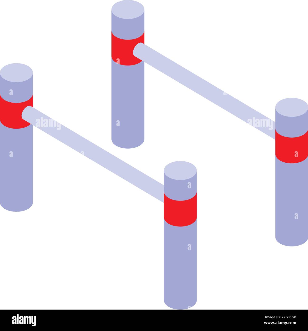 Barriera isometrica rossa e bianca che separa l'accesso all'area ristretta Illustrazione Vettoriale