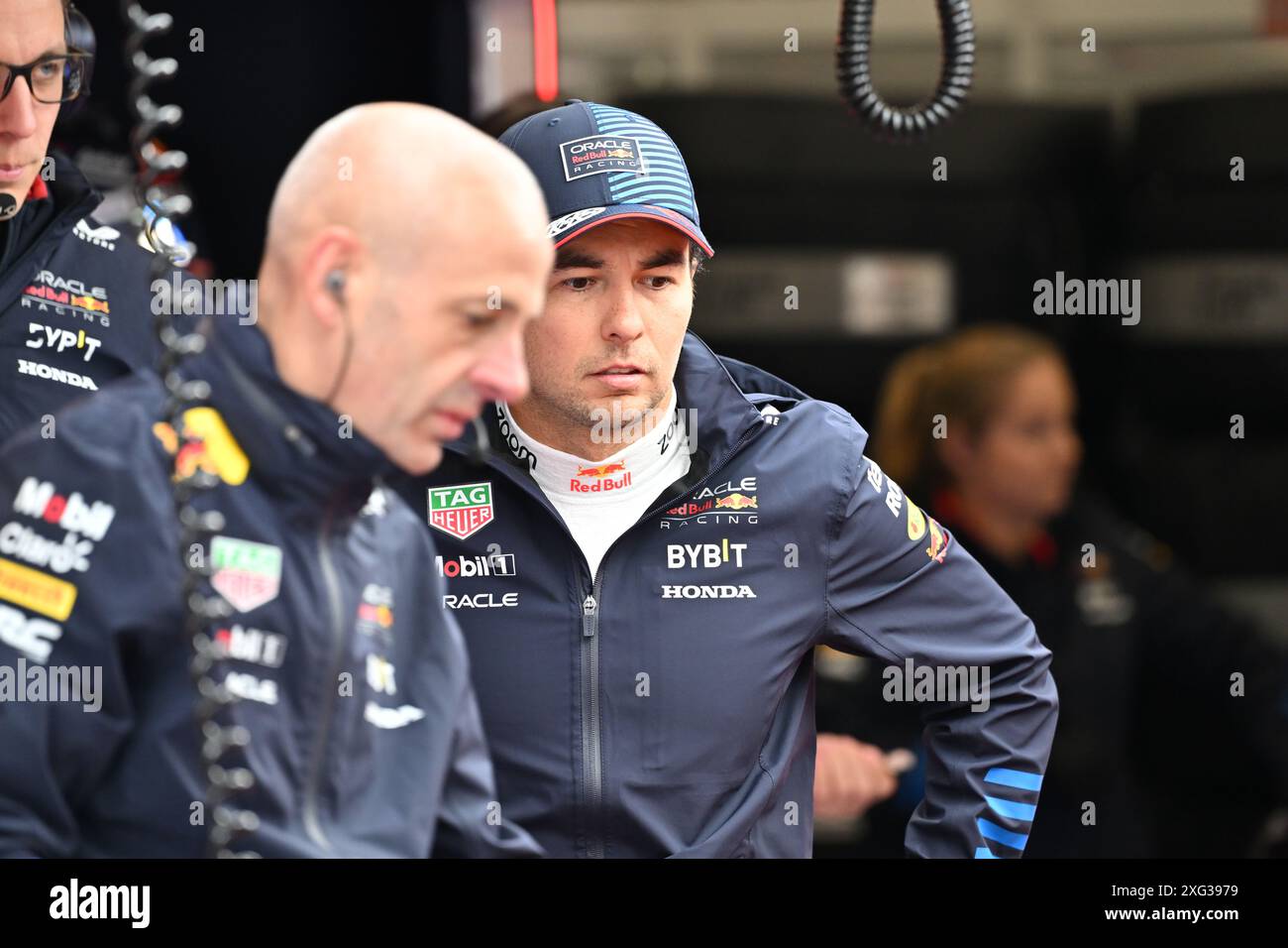 Towcester, Regno Unito. 6 luglio 2024. Sergio Perez durante la sessione di prove 3 al Gran Premio di Gran Bretagna della Qatar Airways di Formula 1 a Silverstone, Towcester, Northamptonshire, Regno Unito. Crediti: LFP/Alamy Live News Foto Stock