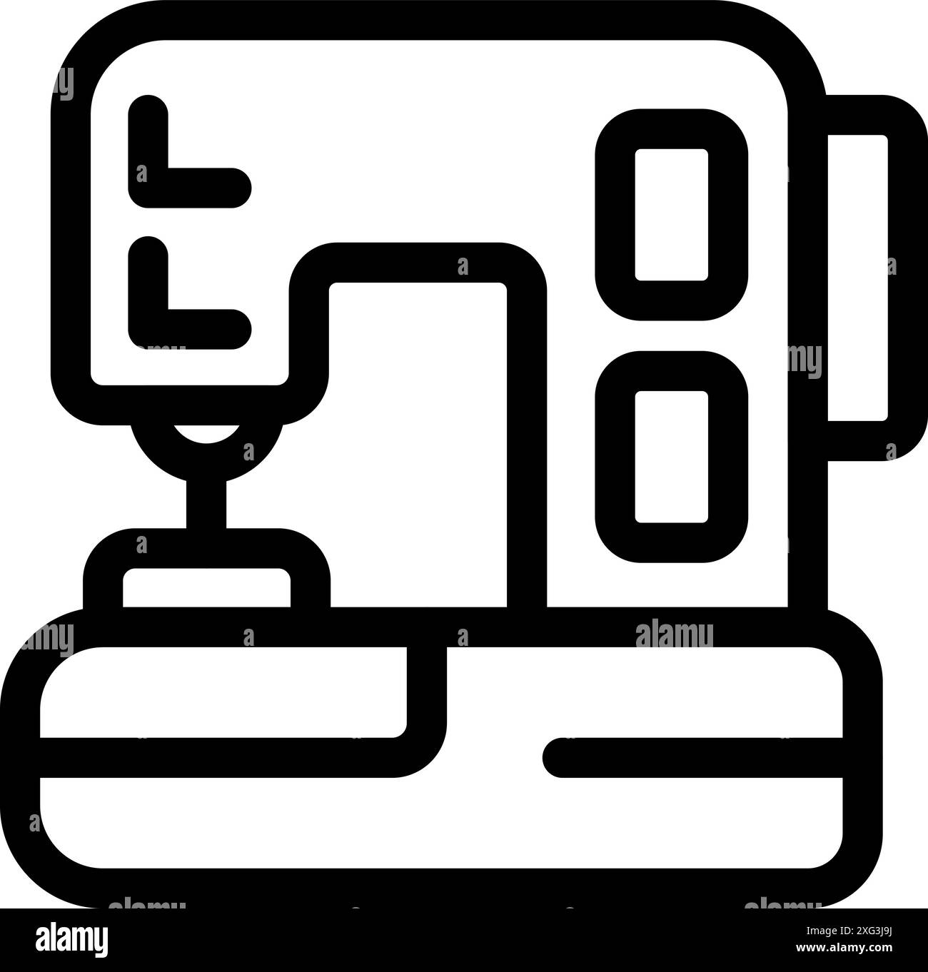 Macchina da cucire utilizzata per la sartoria e il fashion design che rappresenta l'industria dell'abbigliamento Illustrazione Vettoriale