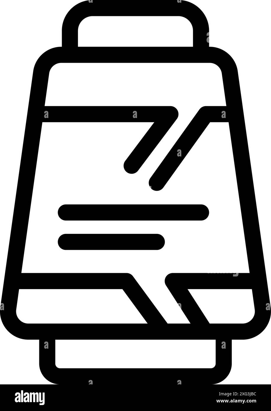 Semplice icona in bianco e nero di una bobina di filato, ideale per rappresentare maglieria, cucitura e altri oggetti d'artigianato Illustrazione Vettoriale