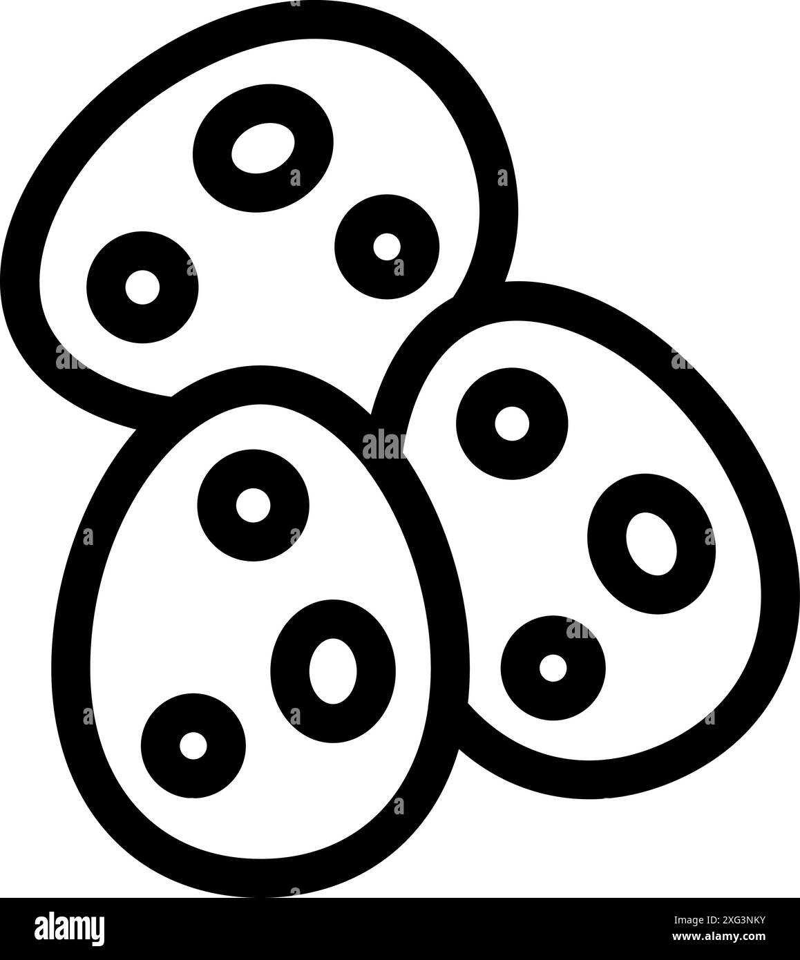 Illustrazione in line art di uova di pasqua decorate con motivi semplici, che celebrano le festività primaverili Illustrazione Vettoriale