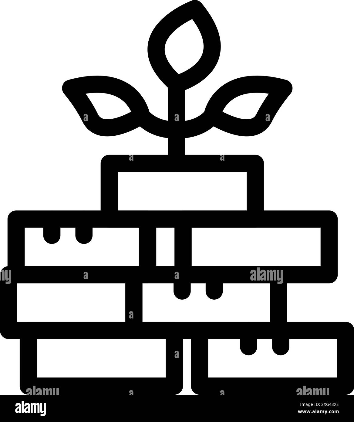 Icona line art della crescita degli investimenti con la crescita delle piante su un mucchio di soldi Illustrazione Vettoriale