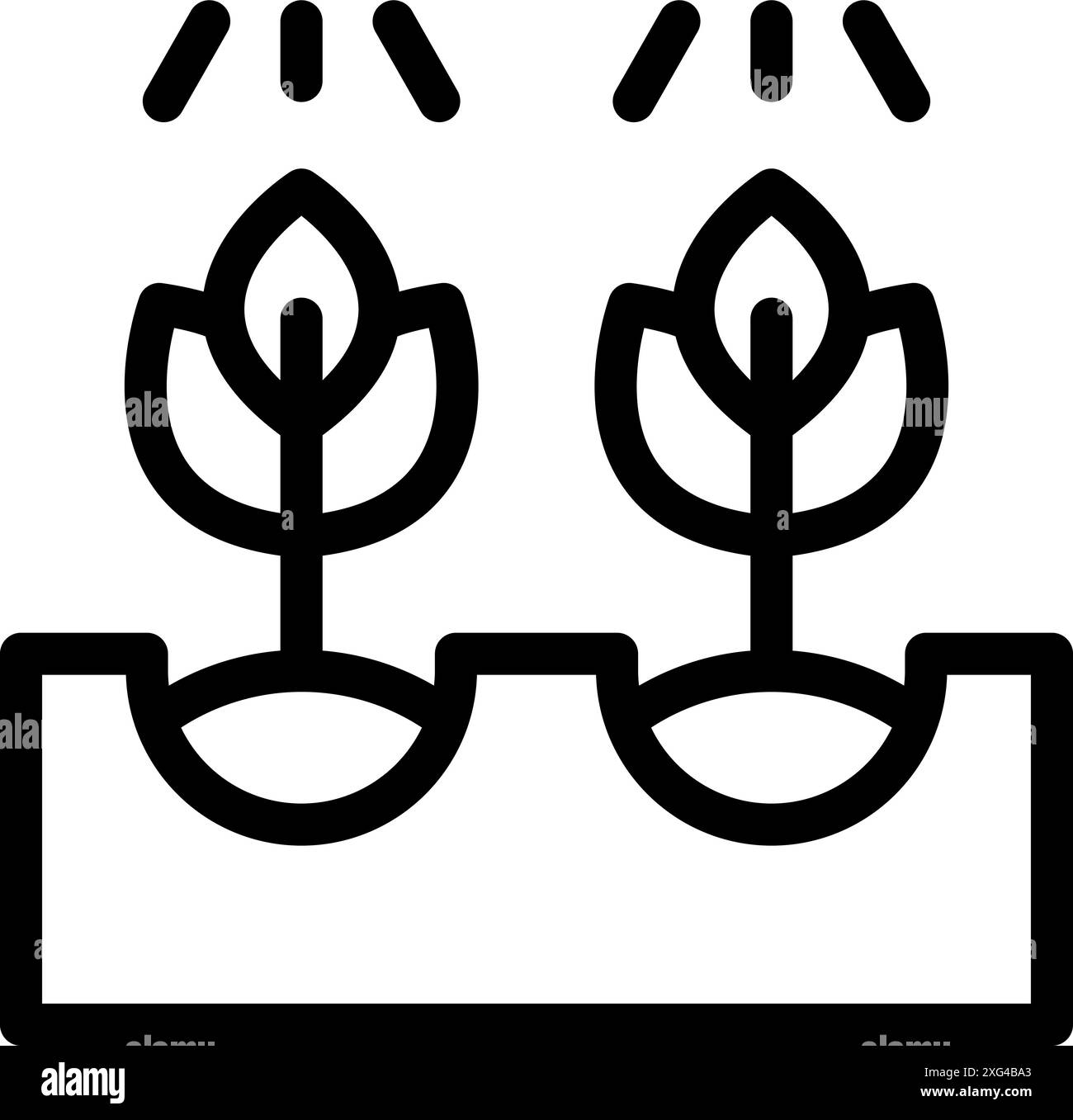 Icona Smart Farm System Growing Plants (sistema di coltivazione intelligente delle piante), descrizione del sistema di irrigazione automatizzato idroponico Illustrazione Vettoriale