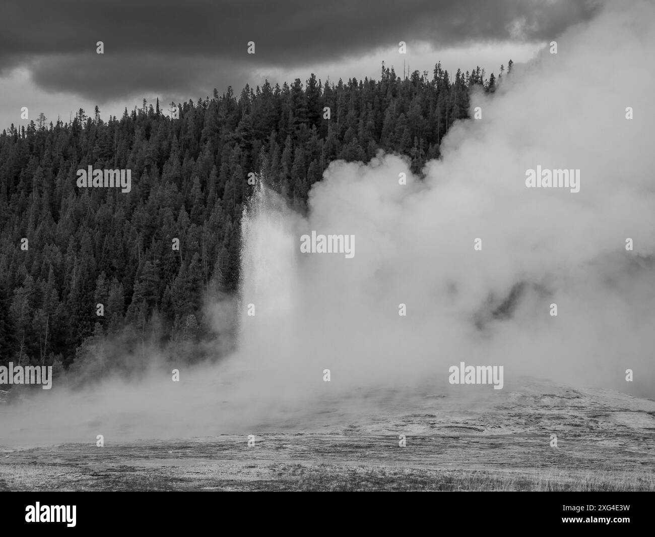 Situato in cima a un enorme super vulcano, il parco nazionale di Yellowstone ospita straordinarie caratteristiche termali Foto Stock