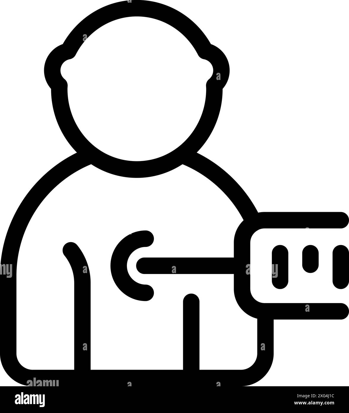 Icona della linea di un paziente che riceve un'iniezione nel braccio da un medico per la vaccinazione Illustrazione Vettoriale